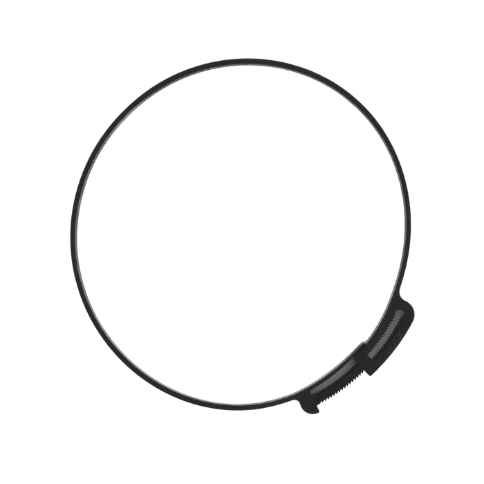 ARS Plastic Clamps,"Black plastic clamp ring with ratcheting fastener"