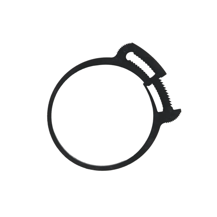 ARS Plastic Clamps,"Black plastic clamp ring with serrated locking tab"