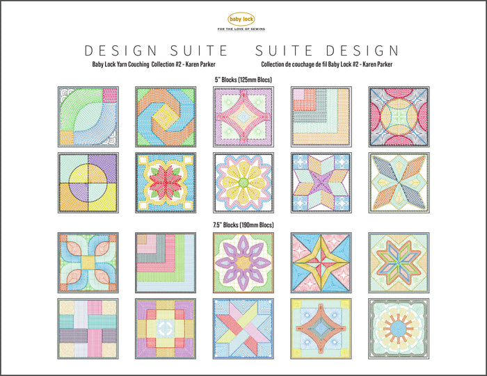 Baby Lock Yarn Couching Embroidery Design Suite Collection No 2 - Blocks