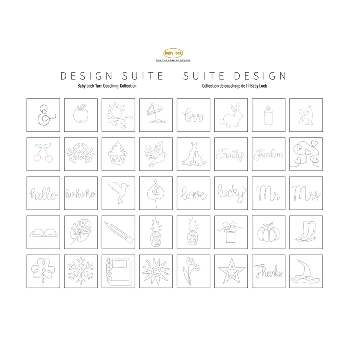 Baby Lock Yarn Couching Embroidery Design Suite Collection