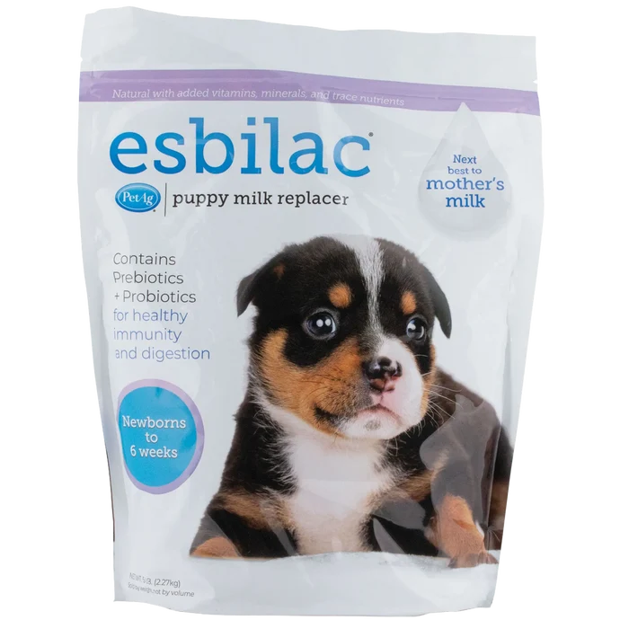 Esbilac® Puppy Milk Replacer,"Front view of white pouch with puppy image"
