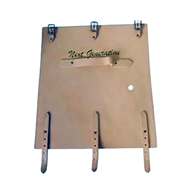 Leather Cover for Missouri AV,"Tan leather cover with three hanging straps and top clips"