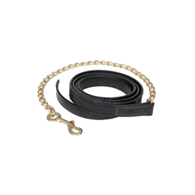 Leather Lead Shank,"Coiled black strap with gold-tone chain and clasp"