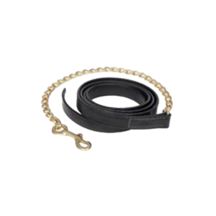 Leather Lead Shank,"Coiled black leather strap with brass chain and snap"