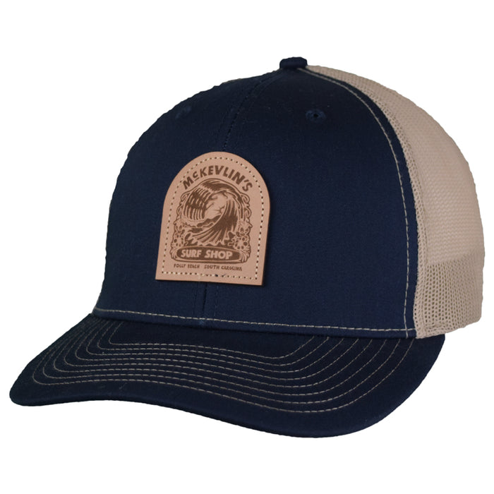 McKevlin's - Bluewave Leather Patch Trucker - Navy/Dark Khaki - MCKEVLIN'S SURF SHOP