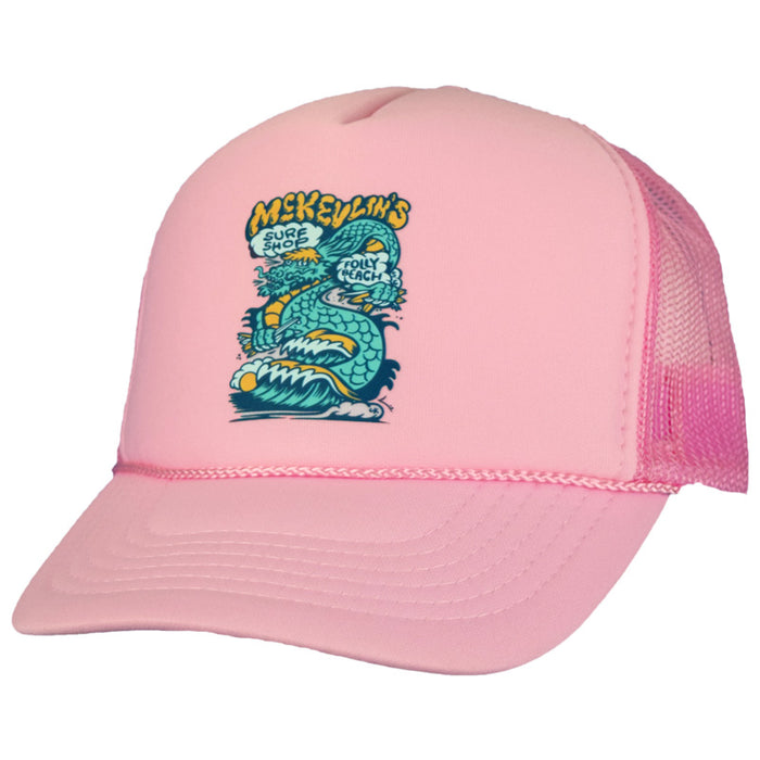 McKevlin's - Youth Size Dragon Trucker Hat - Light Pink - MCKEVLIN'S SURF SHOP