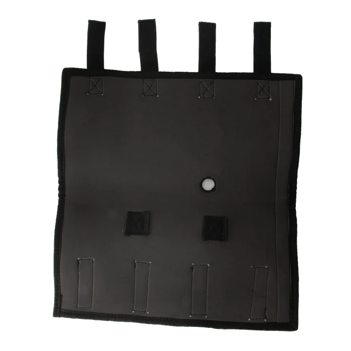 Neoprene AV Cover,"Black cover panel with top straps and front fastener tabs"