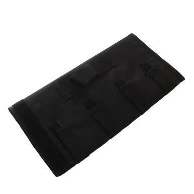 Neoprene AV Cover,"Black rectangular cover with hook-and-loop straps"