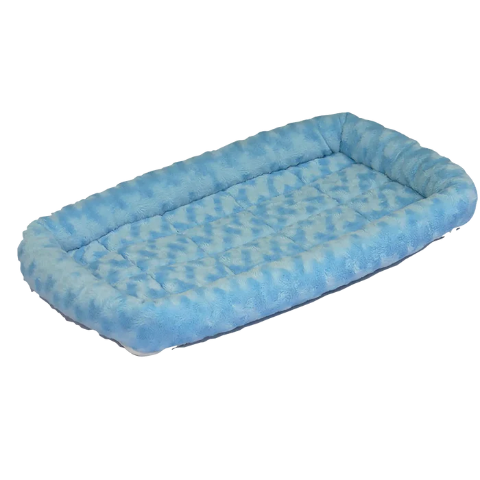 Quiet Time Pet Beds,"Blue rectangular pet bed with raised bolstered edges"