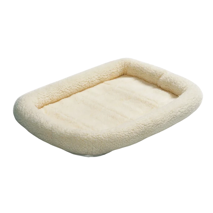 Quiet Time Pet Beds,"Cream fleece pet bed with raised bolstered sides"