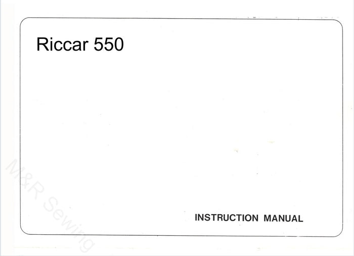 Riccar 550 Instruction Manual