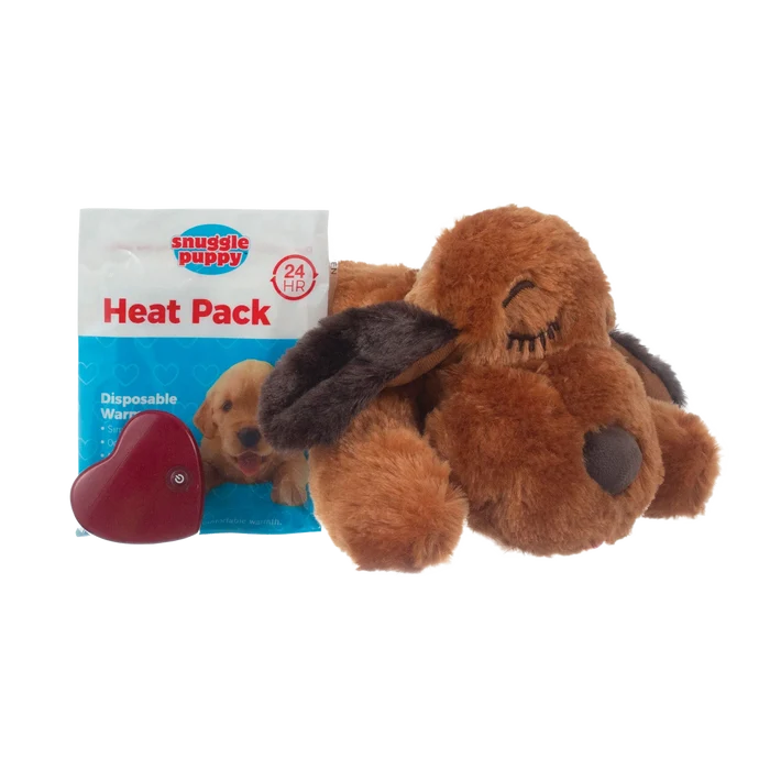 Snuggle Puppy & Kitten,"Brown plush dog with heart insert and heat pack pouch"
