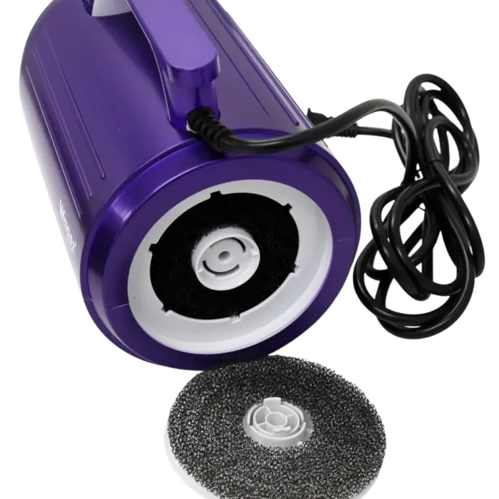 Solo-Stream Dryer by Waggz,"Purple dryer unit with power cord and round foam filter"