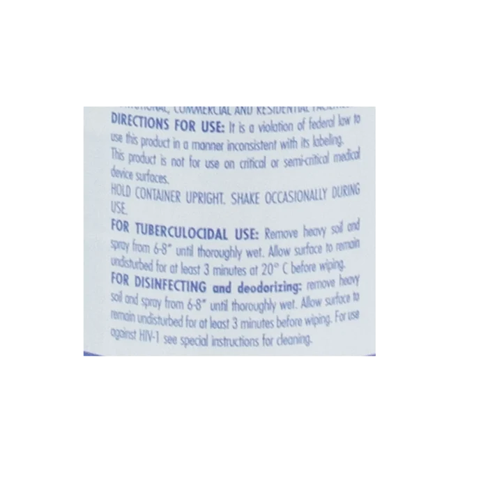 Tek-Trol® Disinfectant,"Close-up of bottle back label with directions"