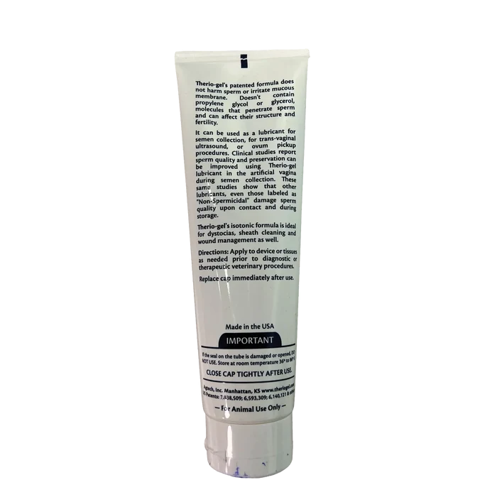 Therio-gel®,"White squeeze tube showing back label"