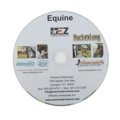 Udderly EZ Horse Milker,"Printed product disc with horse photos and center hole"